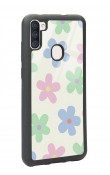 Samsung M11 Nude Çiçek Tasarımlı Glossy Telefon Kılıfı