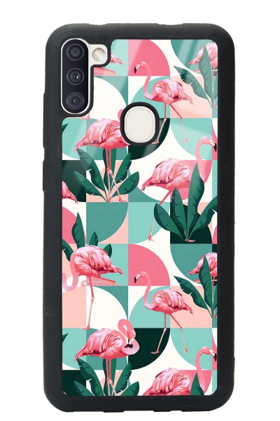 Samsung M11 Retro Flamingo Duvar Kağıdı Tasarımlı Glossy Telefon Kılıfı