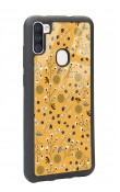 Samsung M11 Sarı Bindanlı Tasarımlı Glossy Telefon Kılıfı