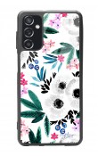 Samsung M52 Beyaz Çiçek Tasarımlı Glossy Telefon Kılıfı