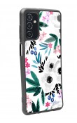 Samsung M52 Beyaz Çiçek Tasarımlı Glossy Telefon Kılıfı