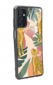Samsung M52 Çiçekli Leopar Tasarımlı Glossy Telefon Kılıfı