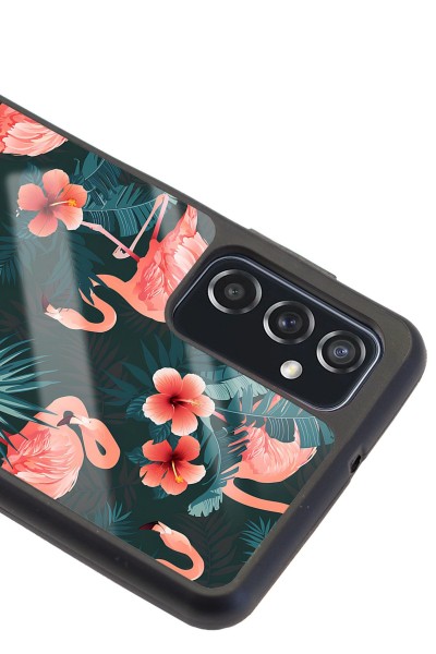 Samsung M52 Flamingo Leaf Tasarımlı Glossy Telefon Kılıfı