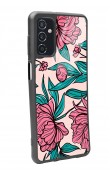 Samsung M52 Fuşya Çiçekli Tasarımlı Glossy Telefon Kılıfı