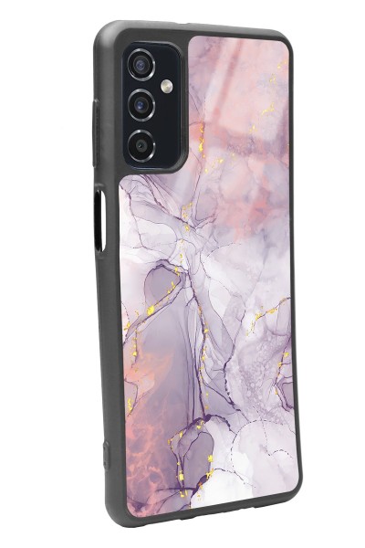 Samsung M52 Fuşya Mermer Tasarımlı Glossy Telefon Kılıfı