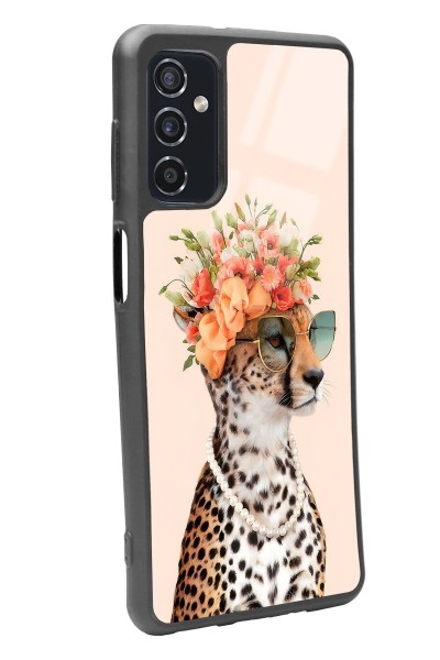 Samsung M52 Influencer Leopar Kedi Tasarımlı Glossy Telefon Kılıfı