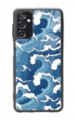 Samsung M52 Mavi Dalga Tasarımlı Glossy Telefon Kılıfı