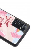 Samsung M52 Pembe Motto Tasarımlı Glossy Telefon Kılıfı
