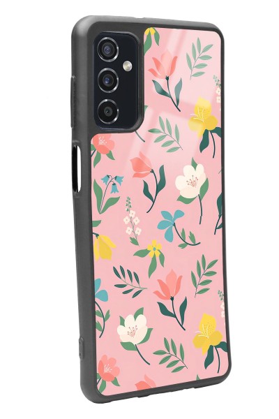 Samsung M52 Pinky Flowers Tasarımlı Glossy Telefon Kılıfı