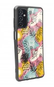 Samsung M52 Retro Çizgi Çiçek Tasarımlı Glossy Telefon Kılıfı