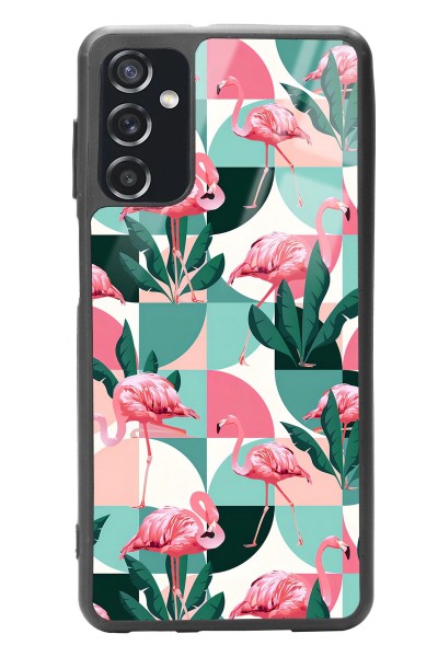 Samsung M52 Retro Flamingo Duvar Kağıdı Tasarımlı Glossy Telefon Kılıfı