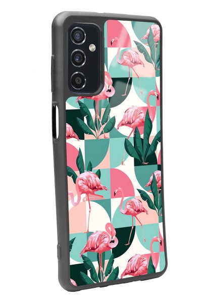 Samsung M52 Retro Flamingo Duvar Kağıdı Tasarımlı Glossy Telefon Kılıfı