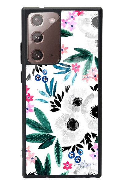 Samsung Note 20 Ultra Beyaz Çiçek Tasarımlı Glossy Telefon Kılıfı