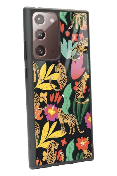 Samsung Note 20 Ultra Çiçekli Kediler Tasarımlı Glossy Telefon Kılıfı