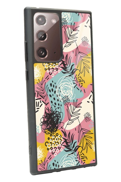 Samsung Note 20 Ultra Retro Çizgi Çiçek Tasarımlı Glossy Telefon Kılıfı