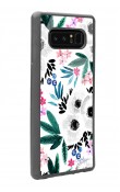 Samsung Note 8 Beyaz Çiçek Tasarımlı Glossy Telefon Kılıfı