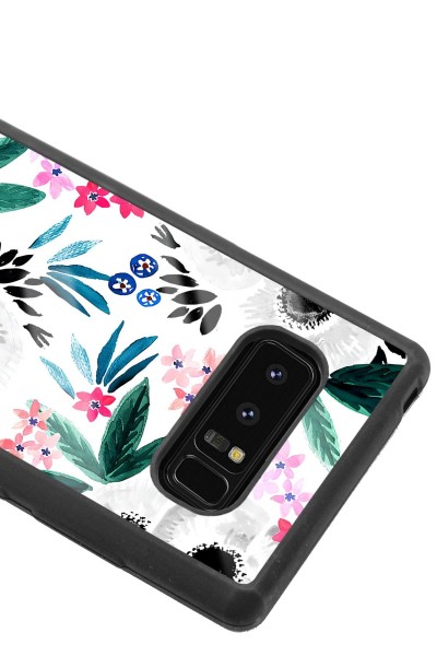 Samsung Note 8 Beyaz Çiçek Tasarımlı Glossy Telefon Kılıfı