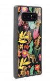 Samsung Note 8 Çiçekli Kediler Tasarımlı Glossy Telefon Kılıfı