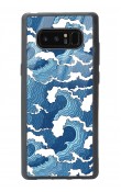 Samsung Note 8 Mavi Dalga Tasarımlı Glossy Telefon Kılıfı