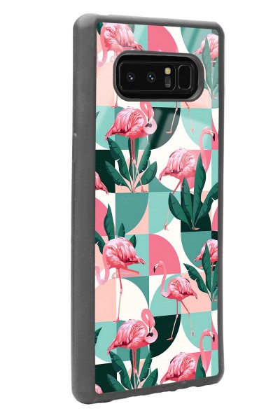 Samsung Note 8 Retro Flamingo Duvar Kağıdı Tasarımlı Glossy Telefon Kılıfı