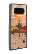 Samsung Note 8 Retro Kaktüs Güneş Tasarımlı Glossy Telefon Kılıfı