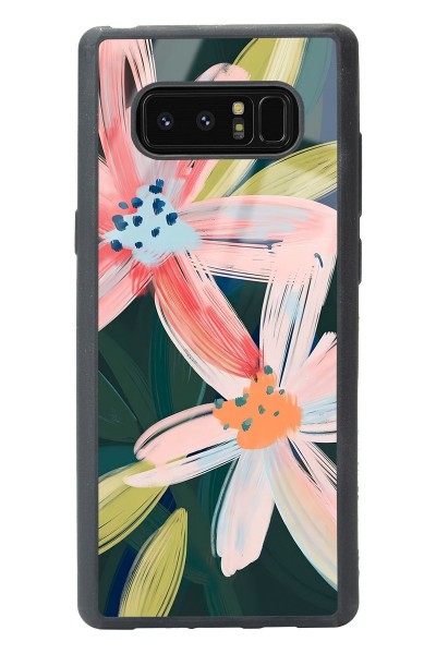 Samsung Note 8 Suluboya Çiçek Tasarımlı Glossy Telefon Kılıfı