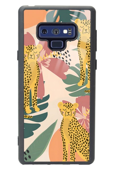 Samsung Note 9 Çiçekli Leopar Tasarımlı Glossy Telefon Kılıfı