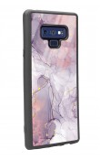 Samsung Note 9 Fuşya Mermer Tasarımlı Glossy Telefon Kılıfı