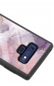 Samsung Note 9 Fuşya Mermer Tasarımlı Glossy Telefon Kılıfı