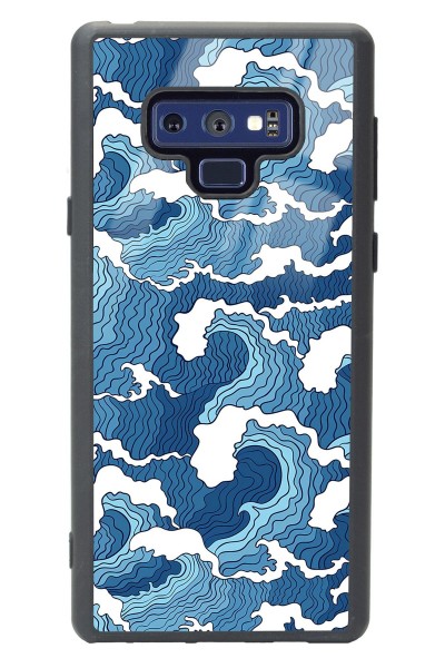 Samsung Note 9 Mavi Dalga Tasarımlı Glossy Telefon Kılıfı
