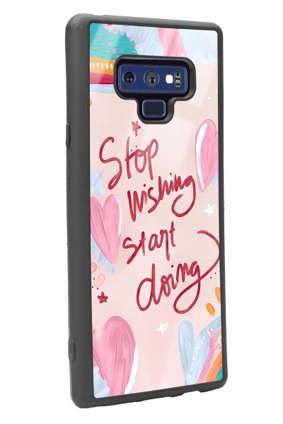 Samsung Note 9 Pembe Motto Tasarımlı Glossy Telefon Kılıfı