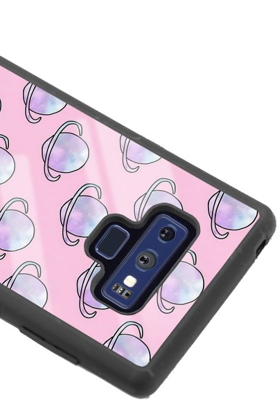 Samsung Note 9 Pembe Saturn Tasarımlı Glossy Telefon Kılıfı