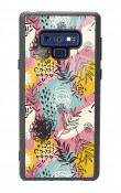 Samsung Note 9 Retro Çizgi Çiçek Tasarımlı Glossy Telefon Kılıfı