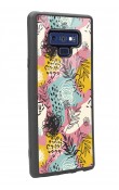 Samsung Note 9 Retro Çizgi Çiçek Tasarımlı Glossy Telefon Kılıfı
