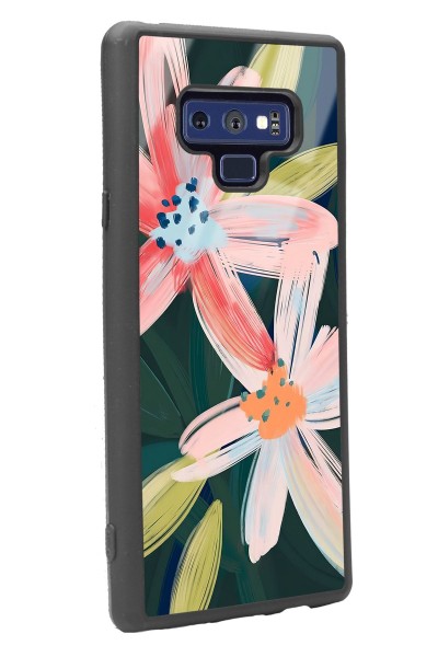Samsung Note 9 Suluboya Çiçek Tasarımlı Glossy Telefon Kılıfı