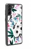 Samsung S-21 Plus Beyaz Çiçek Tasarımlı Glossy Telefon Kılıfı