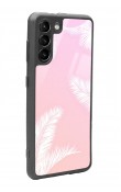 Samsung S-21 Plus Beyaz Palmiye Tasarımlı Glossy Telefon Kılıfı