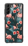 Samsung S-21 Plus Flamingo Leaf Tasarımlı Glossy Telefon Kılıfı