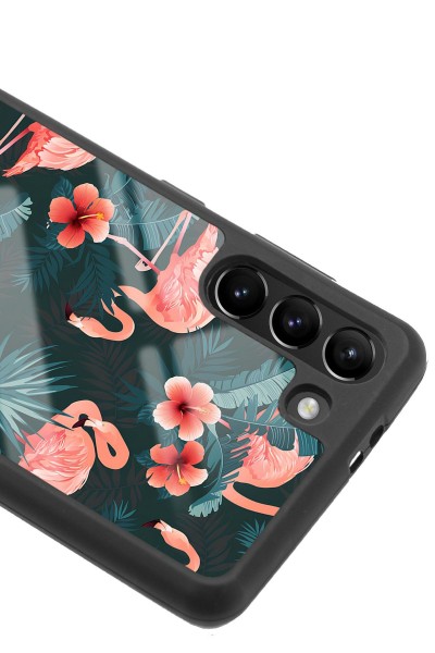 Samsung S-21 Plus Flamingo Leaf Tasarımlı Glossy Telefon Kılıfı