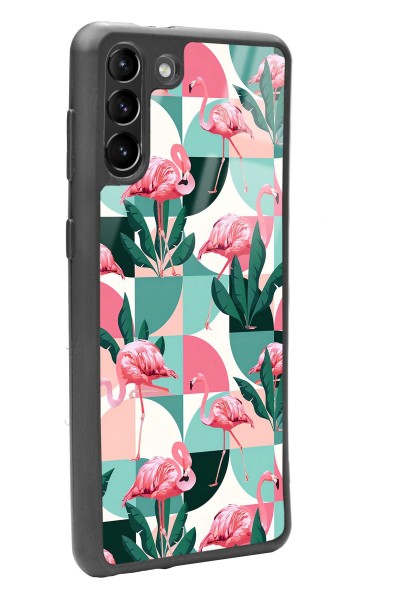 Samsung S-21 Plus Retro Flamingo Duvar Kağıdı Tasarımlı Glossy Telefon Kılıfı
