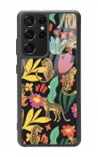 Samsung S-21 Ultra Çiçekli Kediler Tasarımlı Glossy Telefon Kılıfı