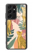 Samsung S-21 Ultra Çiçekli Leopar Tasarımlı Glossy Telefon Kılıfı