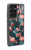 Samsung S-21 Ultra Flamingo Leaf Tasarımlı Glossy Telefon Kılıfı