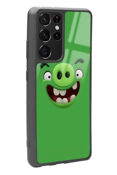 Samsung S-21 Ultra Green Angry Birds Tasarımlı Glossy Telefon Kılıfı