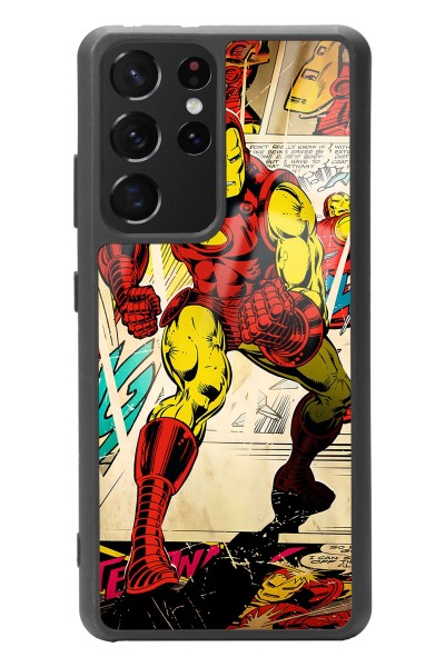 Samsung S-21 Ultra Iron Man Demir Adam Tasarımlı Glossy Telefon Kılıfı