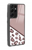 Samsung S-21 Ultra Kahve Leopar Tasarımlı Glossy Telefon Kılıfı