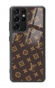 Samsung S-21 Ultra Kahverengi Lv Tasarımlı Glossy Telefon Kılıfı