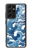 Samsung S-21 Ultra Mavi Dalga Tasarımlı Glossy Telefon Kılıfı