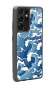 Samsung S-21 Ultra Mavi Dalga Tasarımlı Glossy Telefon Kılıfı
