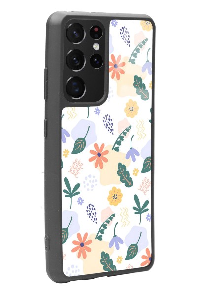 Samsung S-21 Ultra Minik Çiçekler Tasarımlı Glossy Telefon Kılıfı